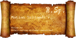 Matias Szilamér névjegykártya